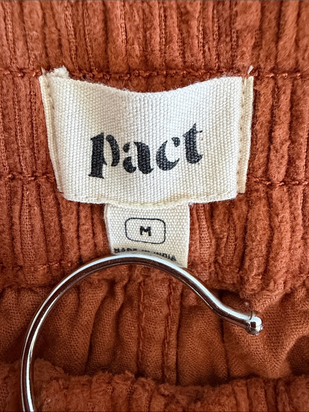 PACT Women’s Classic Corduroy Peg Pants Organic Cotton Rust Orange Medium - Picture 4 of 5